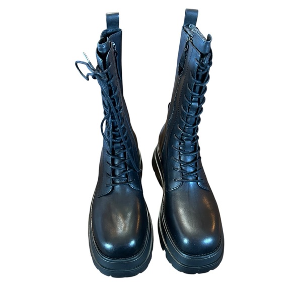 Ash Elton Black Leather Platform Lug Sole Combat Boots NEW EU 39 US 9 - Picture 2 of 10